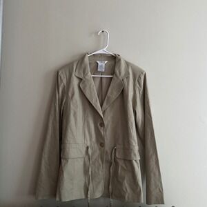 George Stretch Ladies‎ Khaki Linen Blend Blazer Jacket Size 10 Career